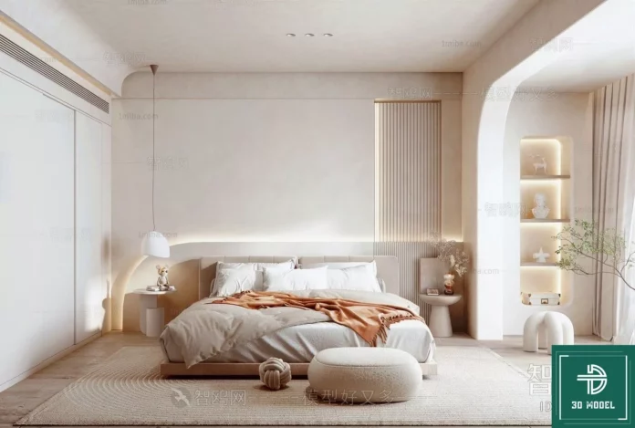 MODERN BEDROOM - SKETCHUP 3D SCENE - VRAY OR ENSCAPE - ID02127