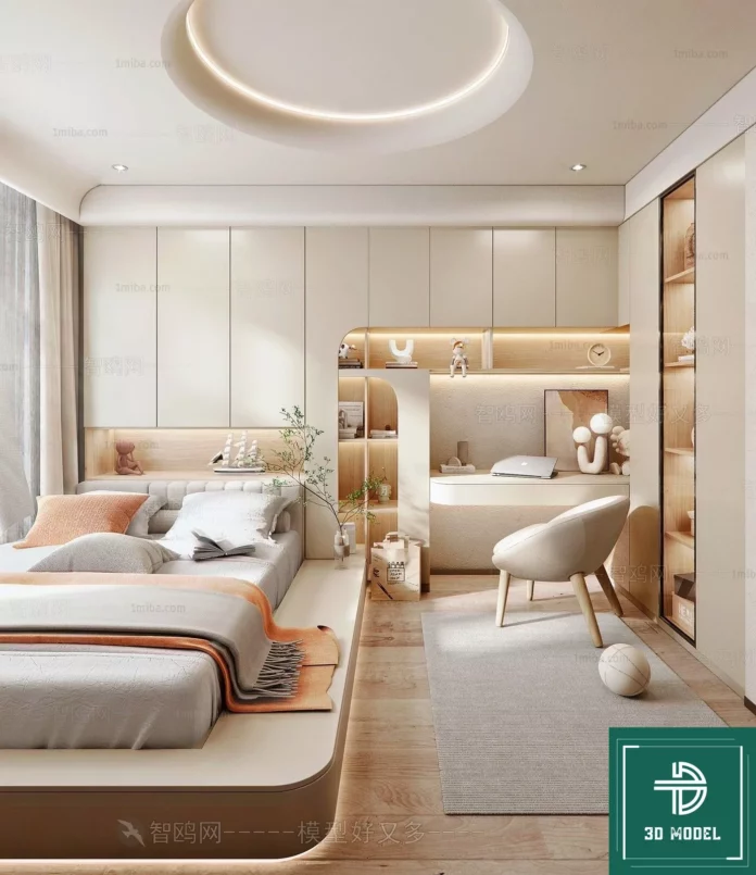 MODERN BEDROOM - SKETCHUP 3D SCENE - VRAY OR ENSCAPE - ID02133