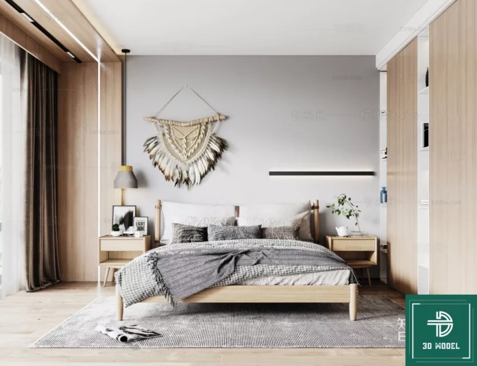 MODERN BEDROOM - SKETCHUP 3D SCENE - VRAY OR ENSCAPE - ID02134