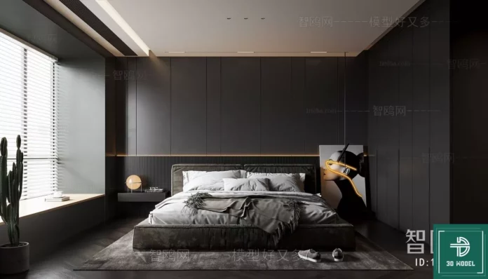 MODERN BEDROOM - SKETCHUP 3D SCENE - VRAY OR ENSCAPE - ID02136