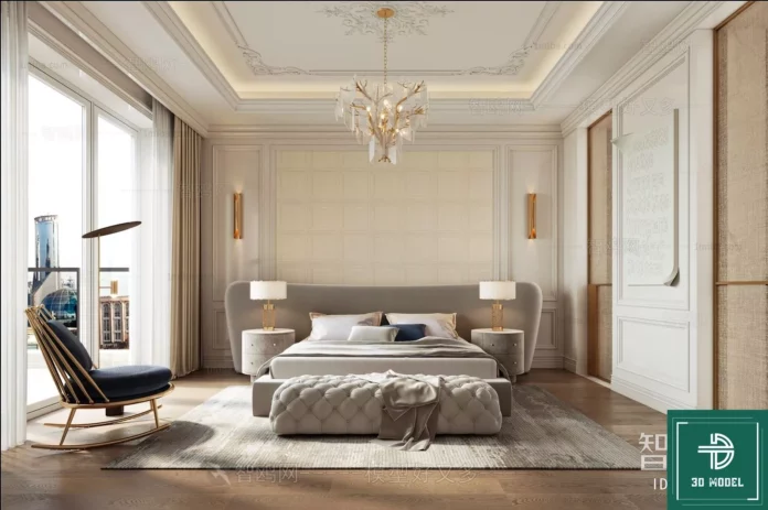 MODERN BEDROOM - SKETCHUP 3D SCENE - VRAY OR ENSCAPE - ID02137