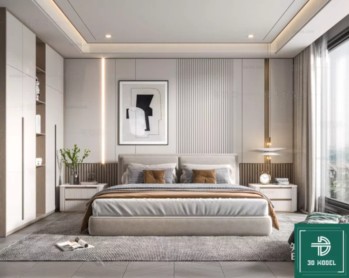 MODERN BEDROOM - SKETCHUP 3D SCENE - VRAY OR ENSCAPE - ID02138