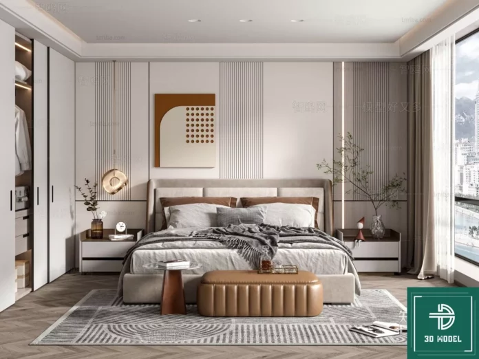 MODERN BEDROOM - SKETCHUP 3D SCENE - VRAY OR ENSCAPE - ID02141