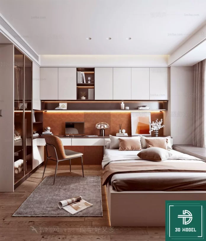 MODERN BEDROOM - SKETCHUP 3D SCENE - VRAY OR ENSCAPE - ID02142