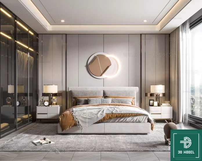 MODERN BEDROOM - SKETCHUP 3D SCENE - VRAY OR ENSCAPE - ID02143