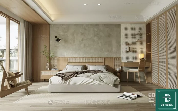 MODERN BEDROOM - SKETCHUP 3D SCENE - VRAY OR ENSCAPE - ID02146