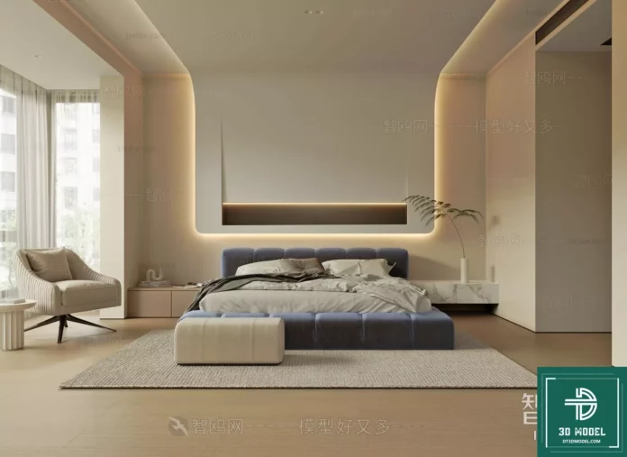 MODERN BEDROOM - SKETCHUP 3D SCENE - VRAY OR ENSCAPE - ID02147