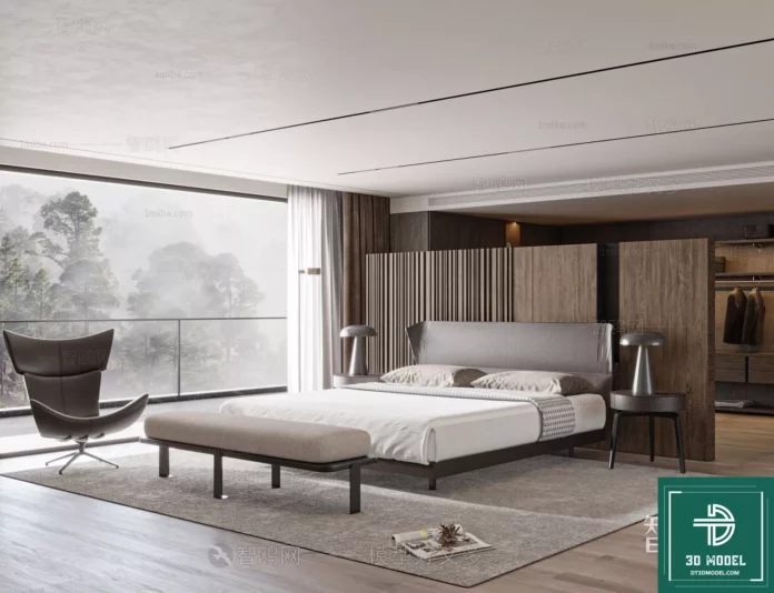 MODERN BEDROOM - SKETCHUP 3D SCENE - VRAY OR ENSCAPE - ID02149