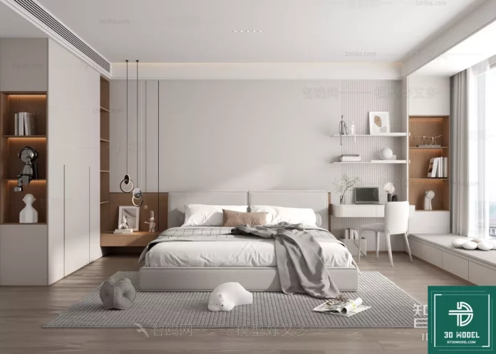 MODERN BEDROOM - SKETCHUP 3D SCENE - VRAY OR ENSCAPE - ID02153