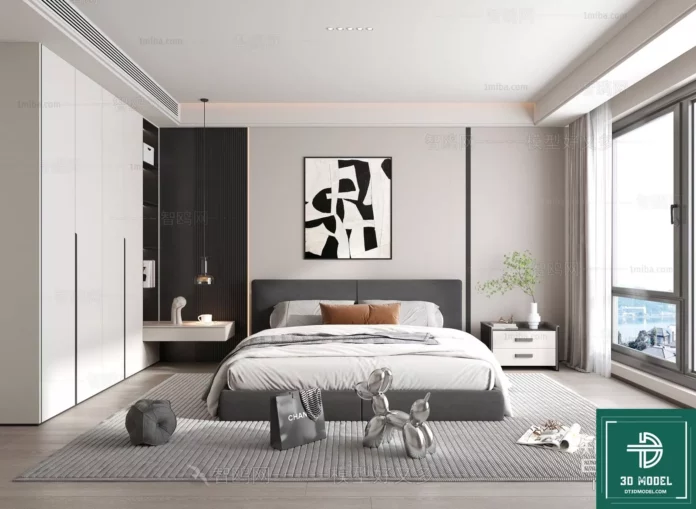 MODERN BEDROOM - SKETCHUP 3D SCENE - VRAY OR ENSCAPE - ID02155