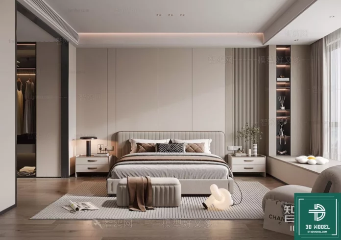 MODERN BEDROOM - SKETCHUP 3D SCENE - VRAY OR ENSCAPE - ID02161