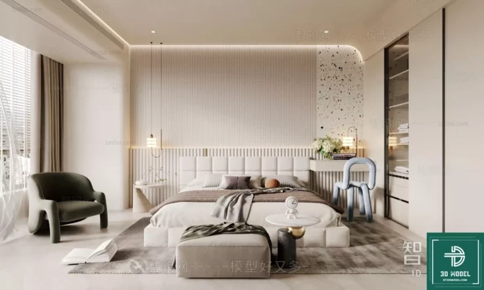 MODERN BEDROOM - SKETCHUP 3D SCENE - VRAY OR ENSCAPE - ID02165