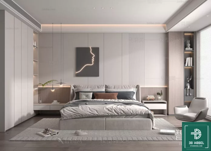 MODERN BEDROOM - SKETCHUP 3D SCENE - VRAY OR ENSCAPE - ID02166