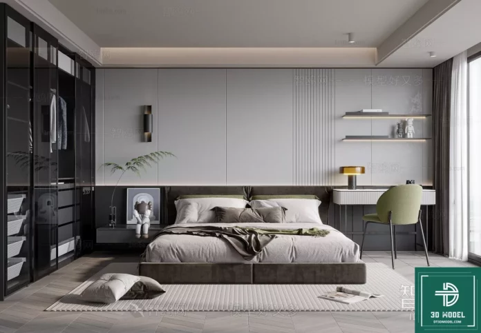 MODERN BEDROOM - SKETCHUP 3D SCENE - VRAY OR ENSCAPE - ID02170