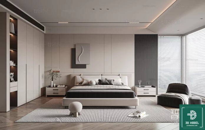 MODERN BEDROOM - SKETCHUP 3D SCENE - VRAY OR ENSCAPE - ID02172