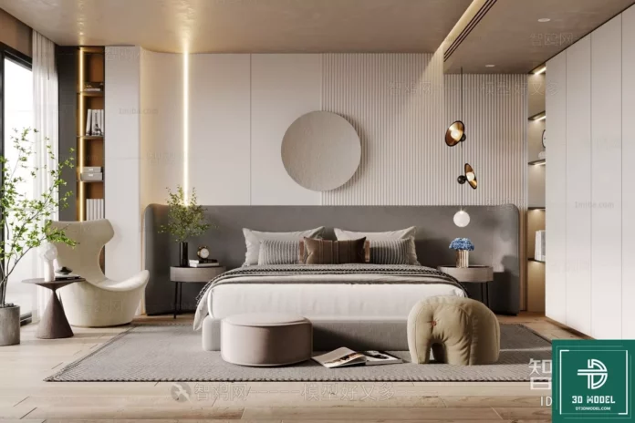 MODERN BEDROOM - SKETCHUP 3D SCENE - VRAY OR ENSCAPE - ID02179