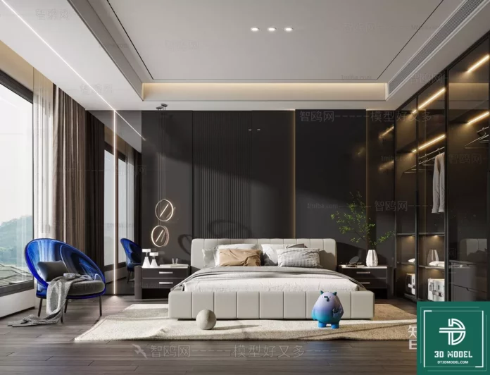 MODERN BEDROOM - SKETCHUP 3D SCENE - VRAY OR ENSCAPE - ID02182