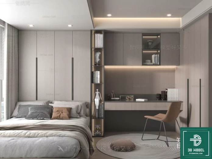 MODERN BEDROOM - SKETCHUP 3D SCENE - VRAY OR ENSCAPE - ID02184