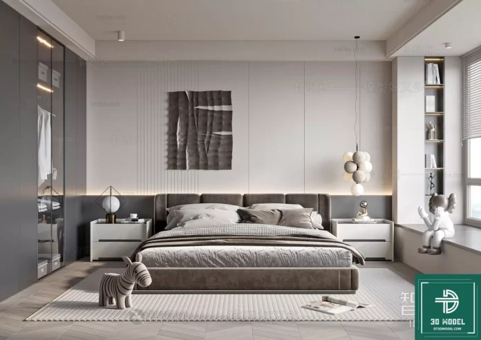 MODERN BEDROOM - SKETCHUP 3D SCENE - VRAY OR ENSCAPE - ID02190