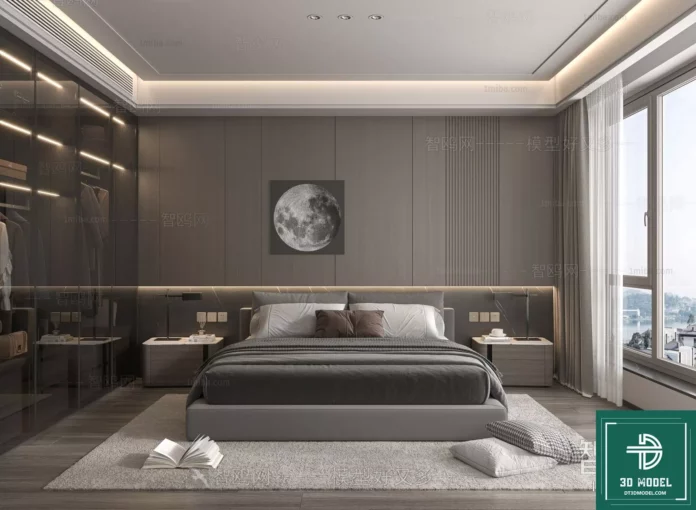 MODERN BEDROOM - SKETCHUP 3D SCENE - VRAY OR ENSCAPE - ID02195