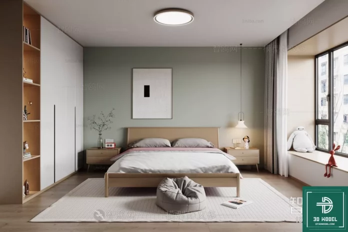 MODERN BEDROOM - SKETCHUP 3D SCENE - VRAY OR ENSCAPE - ID02198