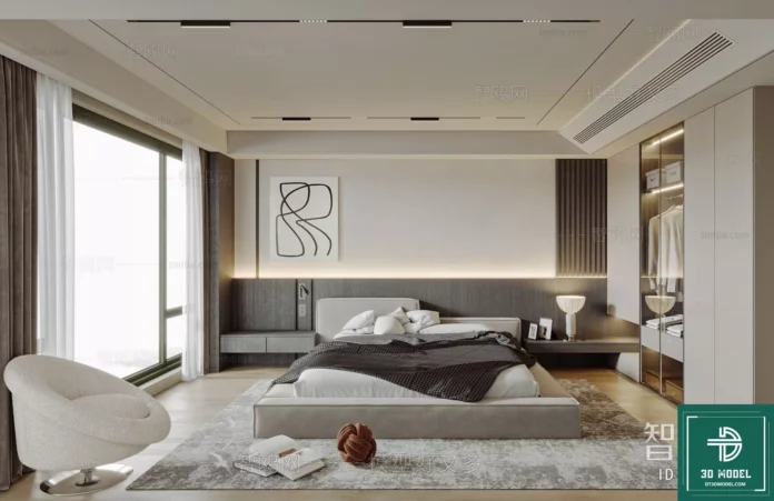 MODERN BEDROOM - SKETCHUP 3D SCENE - VRAY OR ENSCAPE - ID02199