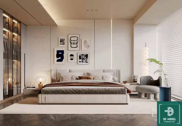 MODERN BEDROOM - SKETCHUP 3D SCENE - VRAY OR ENSCAPE - ID02200