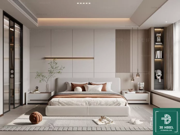 MODERN BEDROOM - SKETCHUP 3D SCENE - VRAY OR ENSCAPE - ID02206