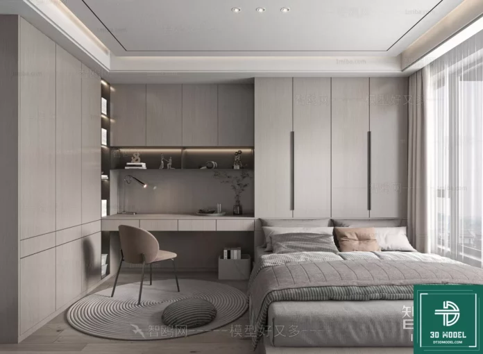 MODERN BEDROOM - SKETCHUP 3D SCENE - VRAY OR ENSCAPE - ID02214