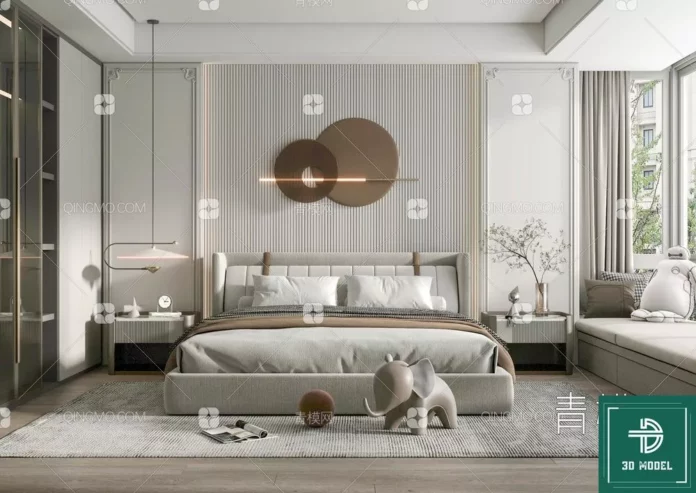 MODERN BEDROOM - SKETCHUP 3D SCENE - VRAY OR ENSCAPE - ID02216