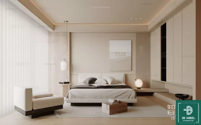 MODERN BEDROOM - SKETCHUP 3D SCENE - VRAY OR ENSCAPE - ID02224