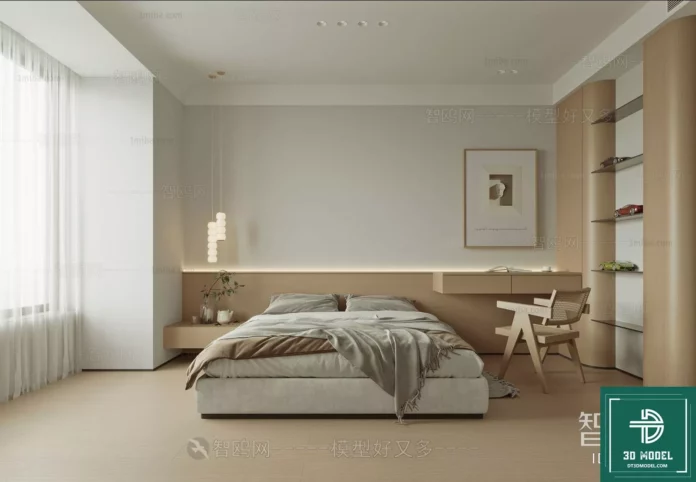 MODERN BEDROOM - SKETCHUP 3D SCENE - VRAY OR ENSCAPE - ID02229