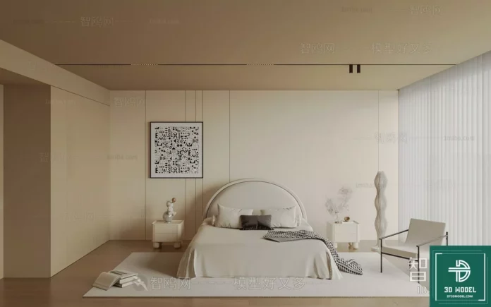 MODERN BEDROOM - SKETCHUP 3D SCENE - VRAY OR ENSCAPE - ID02239