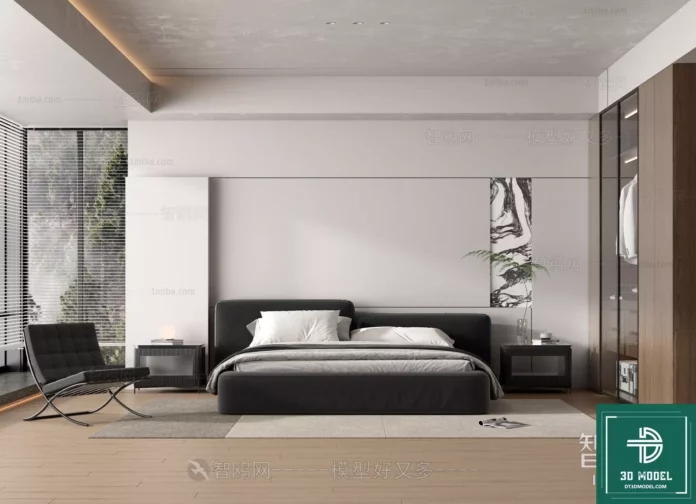 MODERN BEDROOM - SKETCHUP 3D SCENE - VRAY OR ENSCAPE - ID02244