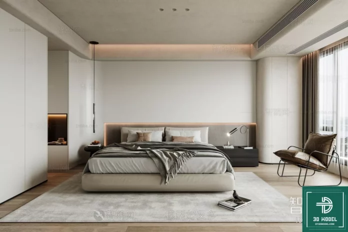 MODERN BEDROOM - SKETCHUP 3D SCENE - VRAY OR ENSCAPE - ID02245