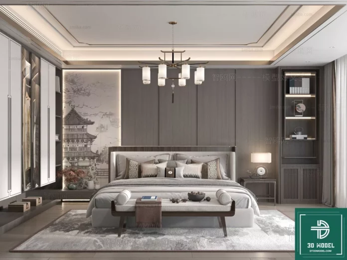 MODERN BEDROOM - SKETCHUP 3D SCENE - VRAY OR ENSCAPE - ID02248