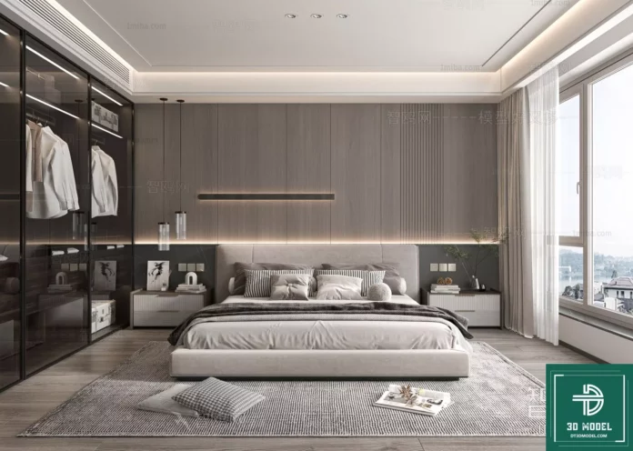 MODERN BEDROOM - SKETCHUP 3D SCENE - VRAY OR ENSCAPE - ID02264