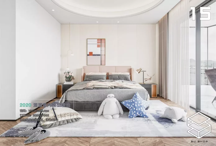 MODERN BEDROOM - SKETCHUP 3D SCENE - VRAY OR ENSCAPE - ID02272