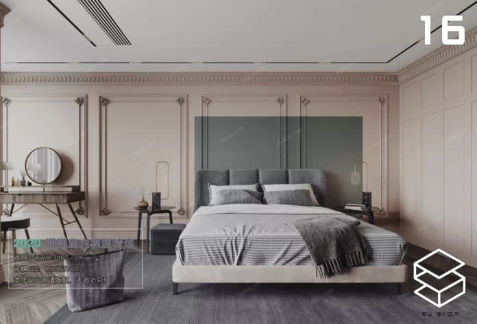 MODERN BEDROOM - SKETCHUP 3D SCENE - VRAY OR ENSCAPE - ID02273