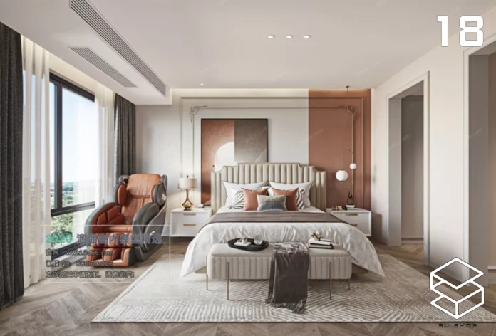 MODERN BEDROOM - SKETCHUP 3D SCENE - VRAY OR ENSCAPE - ID02275