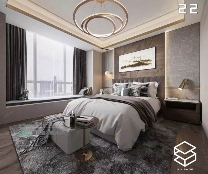 MODERN BEDROOM - SKETCHUP 3D SCENE - VRAY OR ENSCAPE - ID02280