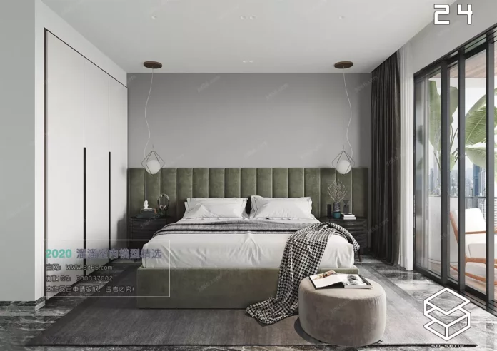 MODERN BEDROOM - SKETCHUP 3D SCENE - VRAY OR ENSCAPE - ID02282