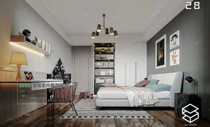 MODERN BEDROOM - SKETCHUP 3D SCENE - VRAY OR ENSCAPE - ID02286