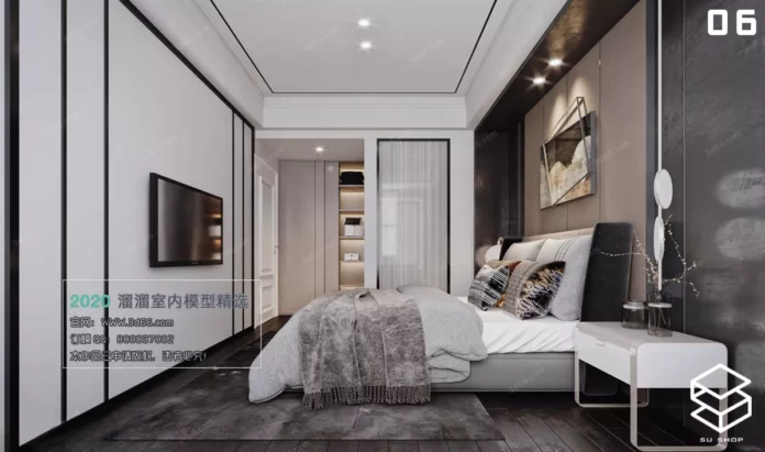 MODERN BEDROOM - SKETCHUP 3D SCENE - VRAY OR ENSCAPE - ID02292