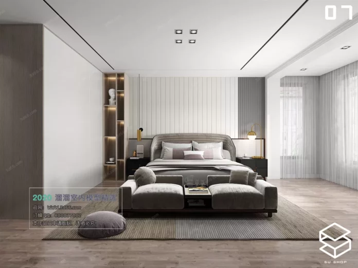 MODERN BEDROOM - SKETCHUP 3D SCENE - VRAY OR ENSCAPE - ID02293