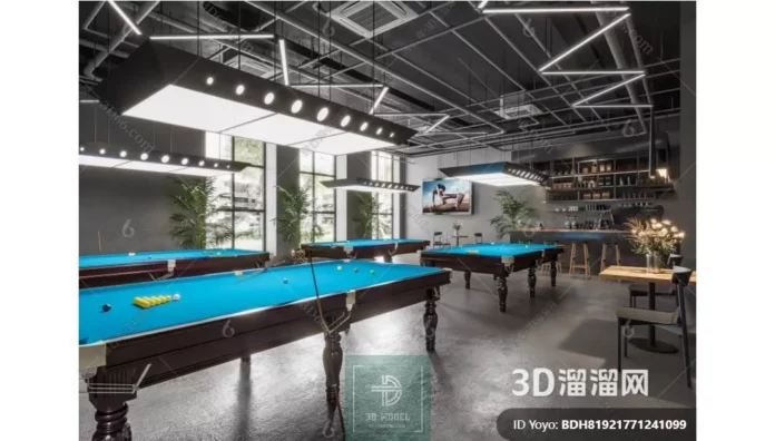 MODERN BILLARD - SKETCHUP 3D SCENE - VRAY OR ENSCAPE - ID02303