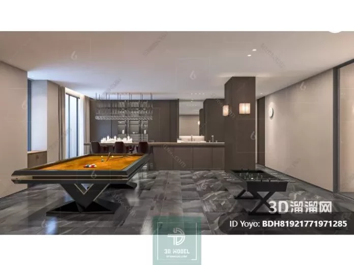 MODERN BILLARD - SKETCHUP 3D SCENE - VRAY OR ENSCAPE - ID02312