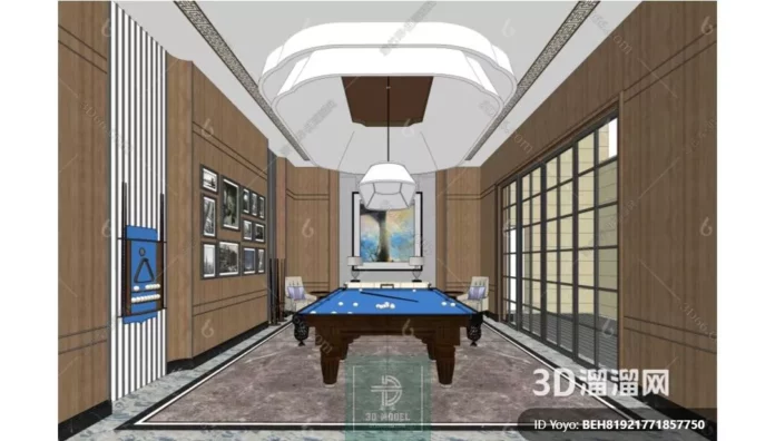 MODERN BILLARD - SKETCHUP 3D SCENE - VRAY OR ENSCAPE - ID02313