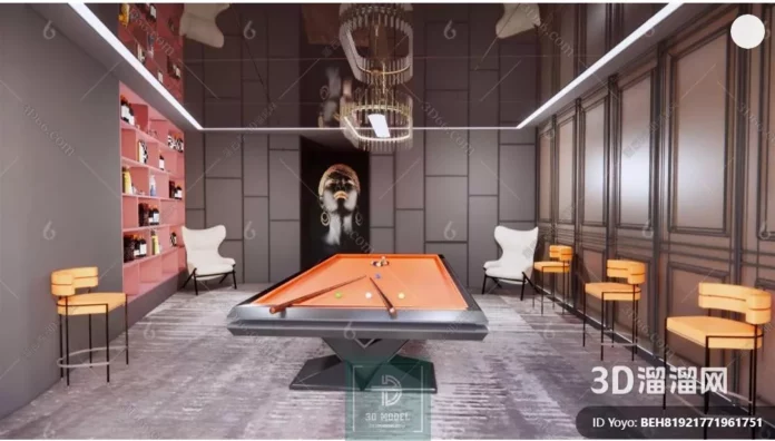 MODERN BILLARD - SKETCHUP 3D SCENE - VRAY OR ENSCAPE - ID02315