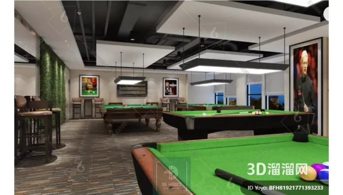 MODERN BILLARD - SKETCHUP 3D SCENE - VRAY OR ENSCAPE - ID02331